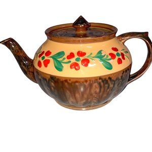 Vintage Gibson Staffordshire England Teapot Gold Trim